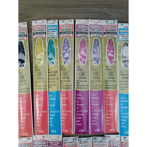 NOS Vintage Sewing Zipper LOT of 35 J & P Coats Flex Knit - Picture 4 of 9